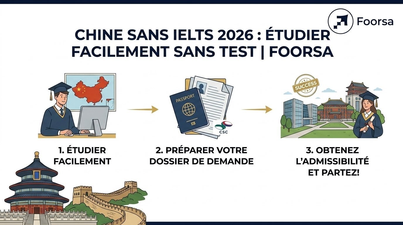 Chine sans IELTS 2026 : Etudier facilement sans test | Foorsa