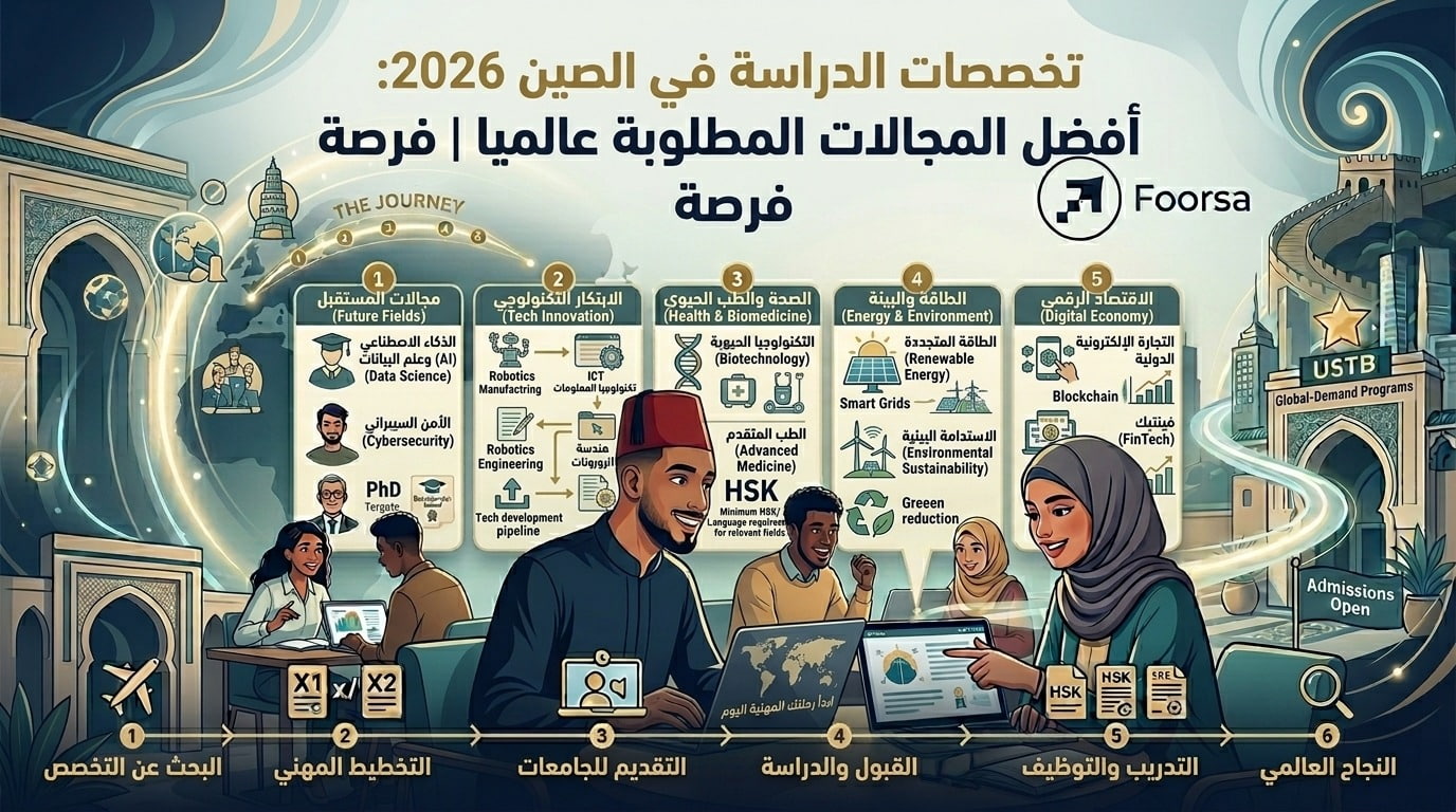 تخصصات الدراسة في الصين 2026: افضل المجالات المطلوبة عالميا | فرصة